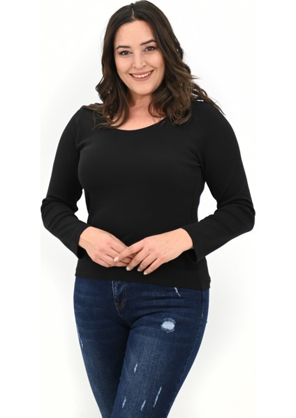 Kadın Büyük Beden Uzun Kollu Basic Bluz 1759-25
