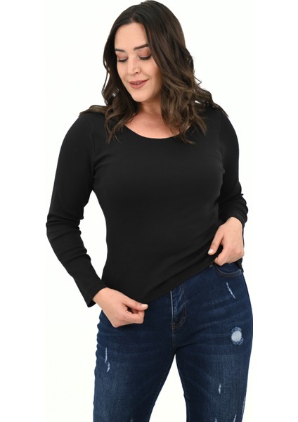 Kadın Büyük Beden Uzun Kollu Basic Bluz 1759-25 modelleri