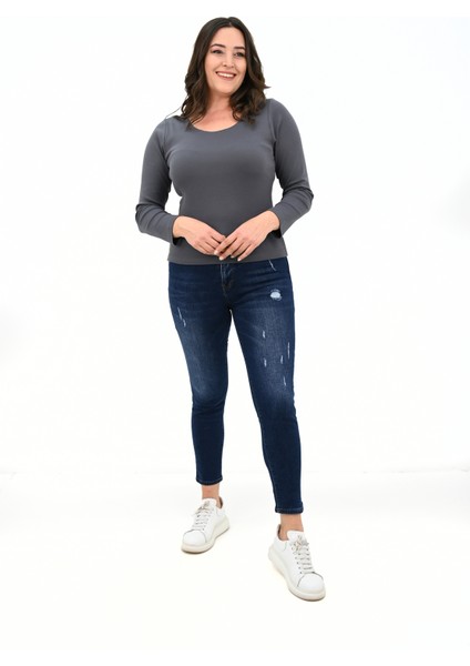 Kadın Büyük Beden Uzun Kollu Basic Bluz 1759-25