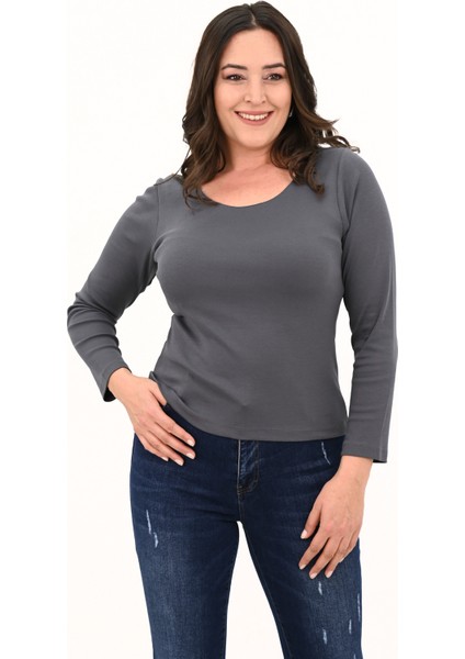 Kadın Büyük Beden Uzun Kollu Basic Bluz 1759-25 fiyatları