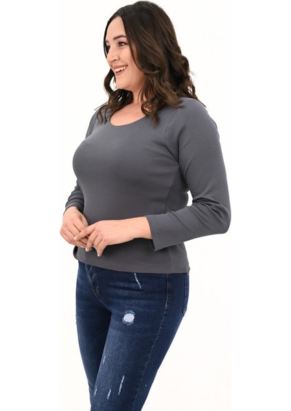 Kadın Büyük Beden Uzun Kollu Basic Bluz 1759-25 modelleri