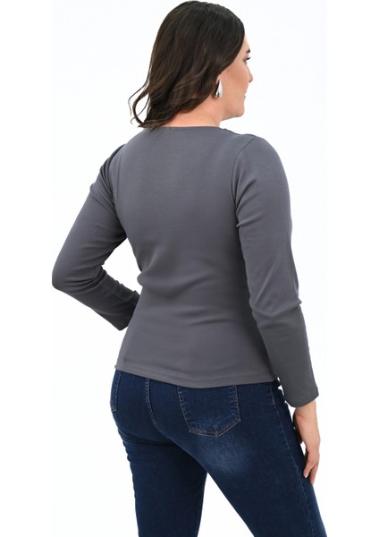 Kadın Büyük Beden Uzun Kollu Basic Bluz 1759-25 indirimleri