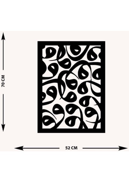 -Vav Harfi Islami Metal  Tablo - Islami Ev Dekorasyonu -  Dini Duvar Tabloları - 70 x 52 - cm - SIYAH-ISLM-077