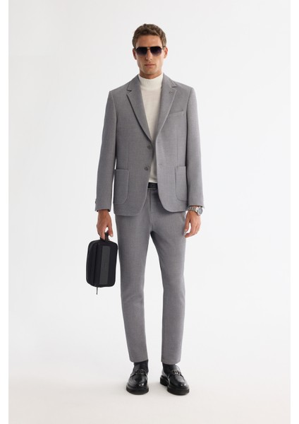 Erkek Gri Mono Yaka Bi-Stretch Blazer Comfort Slim Fit Ceket A42Y4011 indirimleri
