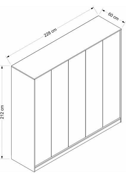 Lara 5 Kapılı Dolap - Beyaz