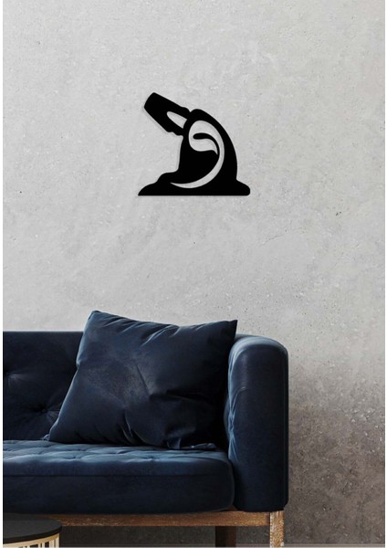 -Sufi Vav Harfi Islami Metal Tablo - Islami Ev Dekorasyonu - Dini Duvar Tabloları - 50 X 51 - Cm - Sıyah-Islm-183