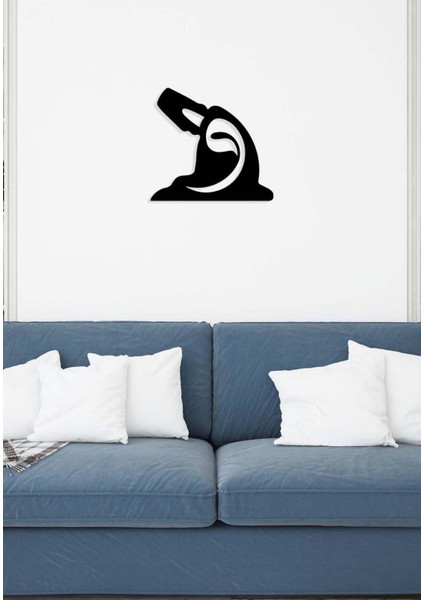 -Sufi Vav Harfi Islami Metal Tablo - Islami Ev Dekorasyonu - Dini Duvar Tabloları - 50 X 51 - Cm - Sıyah-Islm-183