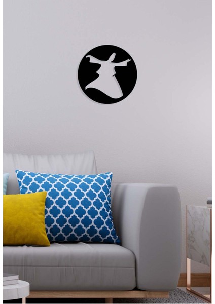 -Sufi Semazen Islami Metal Tablo - Islami Ev Dekorasyonu - Dini Duvar Tabloları - 50 X 50 - Cm - Sıyah-Islm-188 modelleri