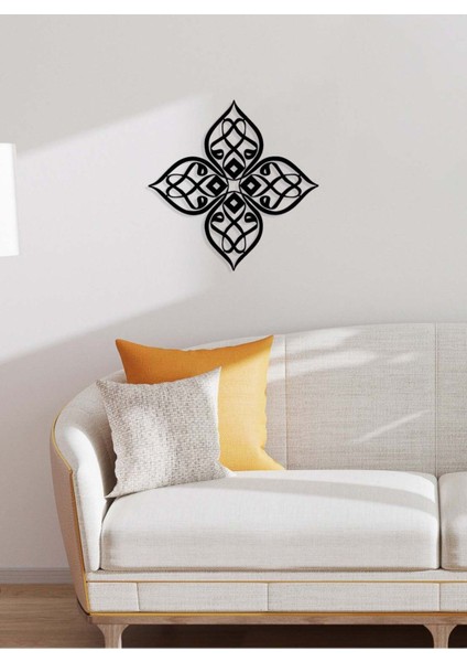 -Vav Harfi Islami Metal Tablo - Islami Ev Dekorasyonu - Dini Duvar Tabloları - 50 X 50 - Cm - Sıyah-Islm-178
