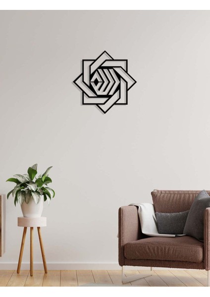 -Allah Islami Metal Tablo - Islami Ev Dekorasyonu - Dini Duvar Tabloları - 50 X 50 - Cm - Sıyah-Islm-024