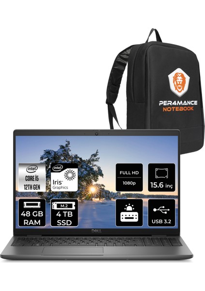 Latitude 3540 Intel Core I5 1235U 48GB 4tb SSD 15.6" Fhd Fdos Taşınabilir Bilgisayar & Per4 Çanta N049L354015UP345