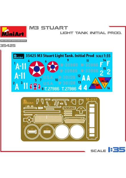 1:35 M3 Stuart Hafif Tank. Ilk Üretim
