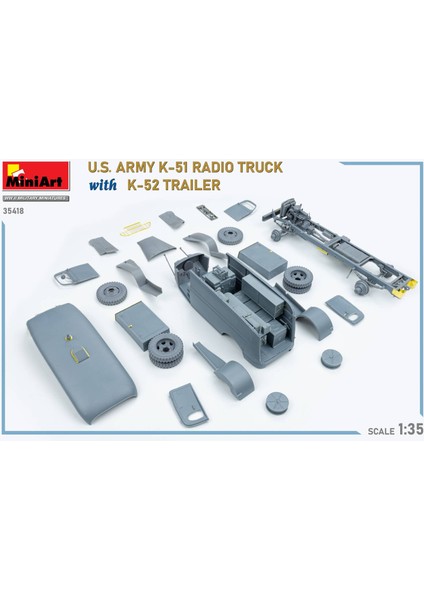 1:35 Abd Ordusu K-51 Telsiz Kamyonu K-52 Römorku Ile. Interior Kit. modelleri