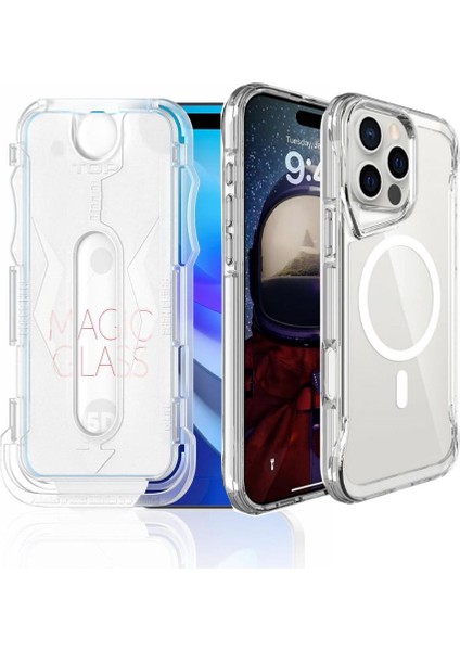 Teleplıus iPhone 14 Pro Kılıf Multi Tmax Magsafe Kapak + Takma Aparatlı Ekran Koruyucu
