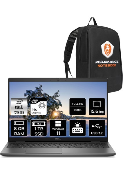 Latitude 3540 Intel Core I5 1235U 8gb 1tb SSD 15.6" Fhd W11P Taşınabilir Bilgisayar & Per4 Çanta N049L354015UP403