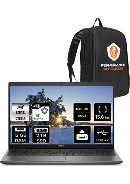 Latitude 3540 Intel Core I5 1235U 12GB 2tb SSD 15.6" Fhd Fdos Taşınabilir Bilgisayar & Per4 Çanta N049L354015UP309