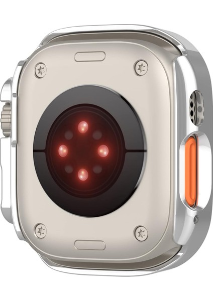 Apple Watch Ultra Ultra 2 49MM Uyumlu Tek Sıra Parlak Taşlı Rubber Kasa Kapak
