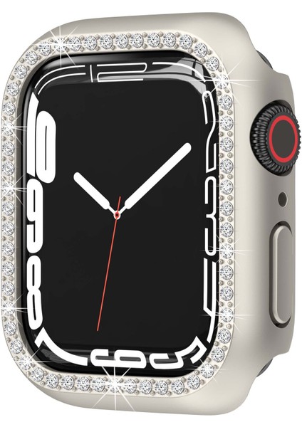 Apple Watch Ultra Ultra 2 49MM Uyumlu Tek Sıra Parlak Taşlı Rubber Kasa Kapak