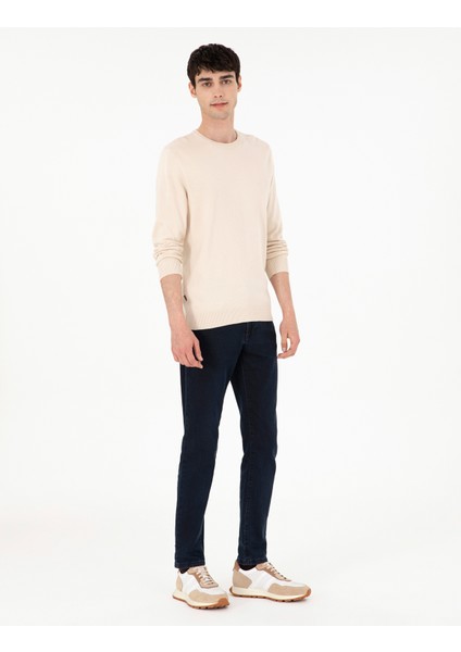 Erkek Bej Slim Fit Bisiklet Yaka Basic Triko Kazak 50296575-VR011 fırsatları