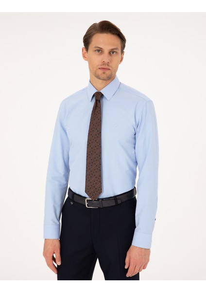 Erkek Mavi Slim Fit Uzun Kollu Basic Gömlek 50292552-VR036 modelleri