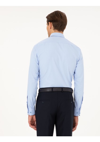 Erkek Mavi Slim Fit Uzun Kollu Basic Gömlek 50292552-VR036 indirimleri