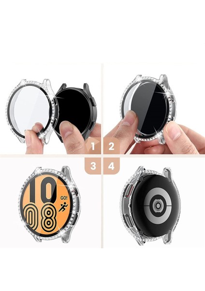 Samsung Galaxy Watch 4 5 6 7 44MM Uyumlu Parlak Taşlı Ekran Kasa Kılıf Koruyucu modelleri