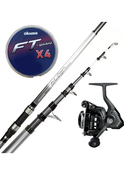 Yek Outdoor Surf Oltası Seti Okuma Wave Power Tele Surf 4.20 cm 100-200 gr 5 Parça Surf Kamışı&okuma Acuador ACU-5000A 3+1bb Olta Makinesi