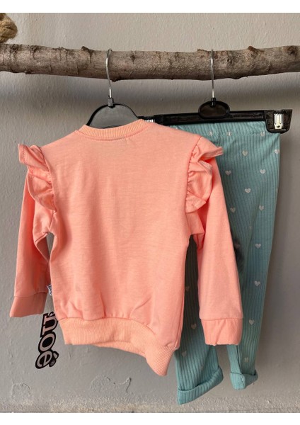 Somon Bebek Alt-Üst Takım Bisiklet Yaka Uzun Kollu Kız Bebek Sweatshirt ve Eşofman Alt 2'li Takım modelleri