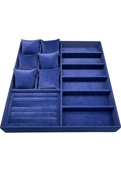 Yerli Üretim Miami Model Süet Kumaş Lacivert Renk 38 cm /34 cm Takı Sergileme Çekmece Içi Stand indirimleri