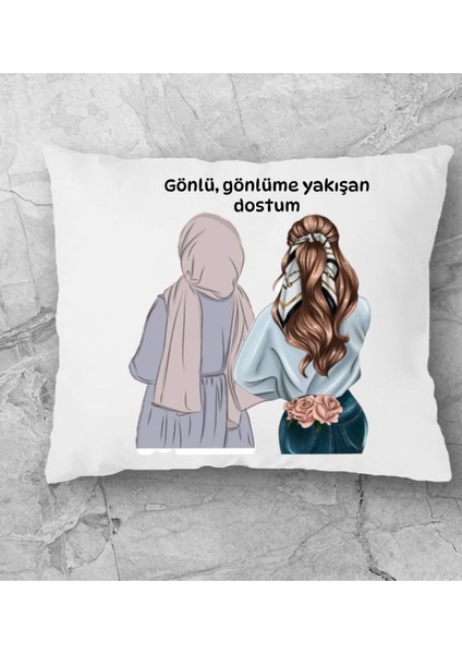 2 Arkadas Kardes Gonu Gonlume Yakisan Dostum Ozel Yazılı Yastik