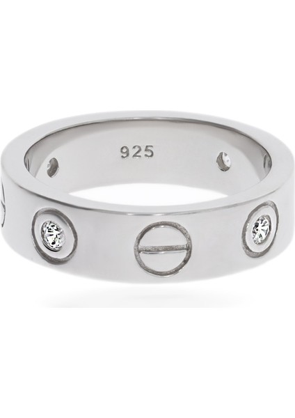 Kadın Sembol Detay Taşlı Gümüş Yüzük