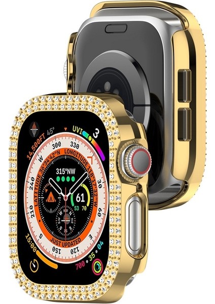 Apple Watch 10. Nesil 46MM Uyumlu Parlak Taşlı 360 Tam Koruma Kapak Kılıf
