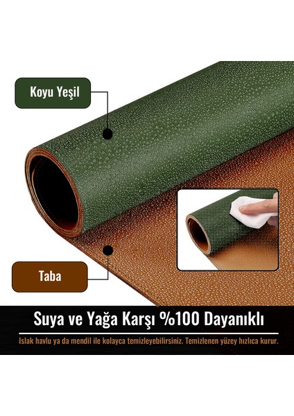 Klassegear Çift Renk Deri Mousepad Laptop Bilgisayar Için 80X40 cm Koyu Yeşil ve Taba