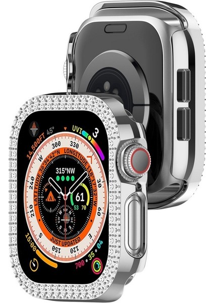 Apple Watch 10. Nesil 46MM Uyumlu Parlak Taşlı 360 Tam Koruma Kapak Kılıf