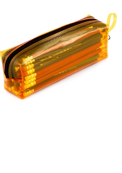 Siyah Fermuarlı Turuncu Renkli Kaliteli Pvc Şeffaf Kalemlik Makyaj Çantası Kalem Kutusu fiyatları