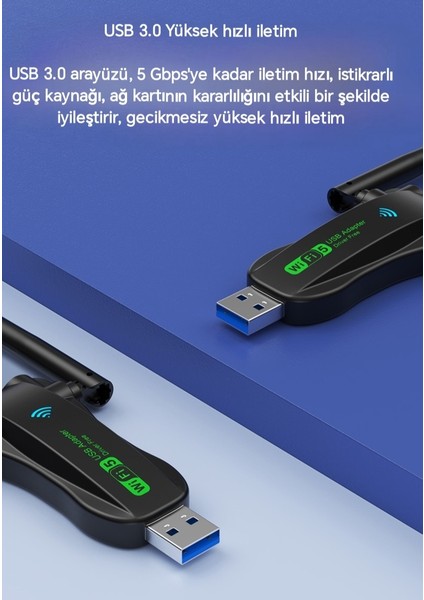 1300 Mbps Wifi 5 Yüksek Hızlı 5Ghz 4 Anten Usb 3.0 Çift Bant Wifi Adaptör 1300Mbps