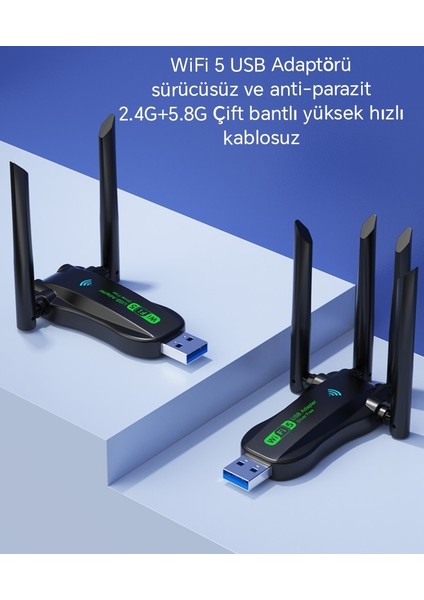 1300 Mbps Wifi 5 Yüksek Hızlı 5Ghz 4 Anten Usb 3.0 Çift Bant Wifi Adaptör 1300Mbps