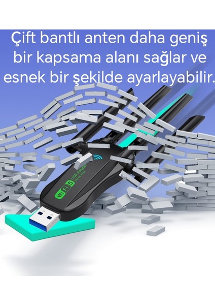 1300 Mbps Wifi 5 Yüksek Hızlı 5Ghz 4 Anten Usb 3.0 Çift Bant Wifi Adaptör 1300Mbps