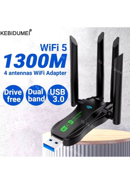 1300 Mbps Wifi 5 Yüksek Hızlı 5Ghz 4 Anten Usb 3.0 Çift Bant Wifi Adaptör 1300Mbps