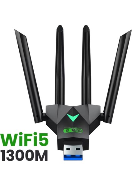 1300 Mbps Wifi 5 Yüksek Hızlı 5Ghz 4 Anten Usb 3.0 Çift Bant Wifi Adaptör 1300Mbps