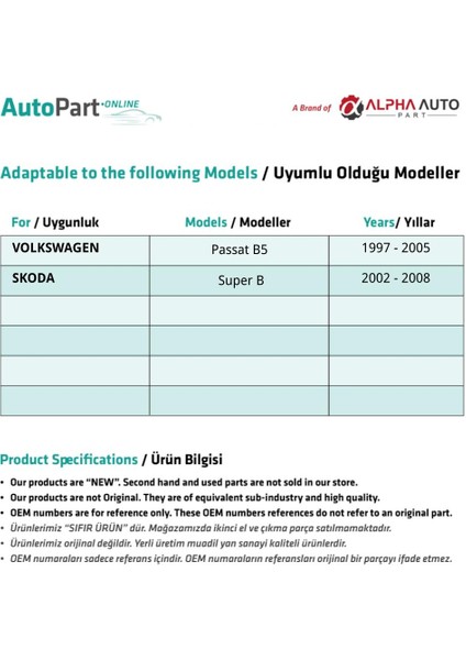 Volkswagen Passat B5 Için Ön Kapı Cam Tamir Takımı-Sağ-Sol-Set