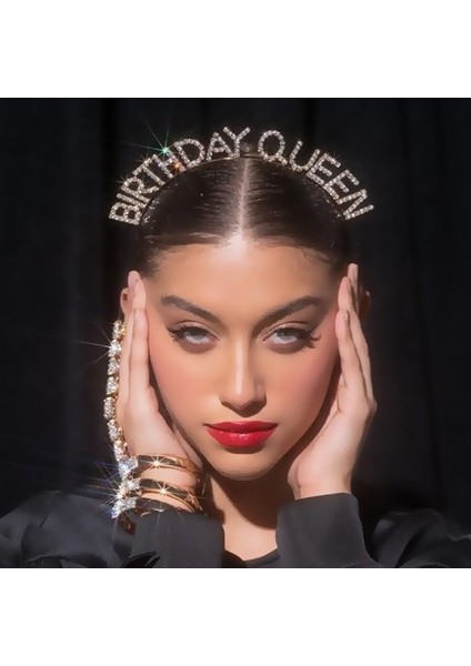Birthday Queen Swarovski Taşlı Gold Taç