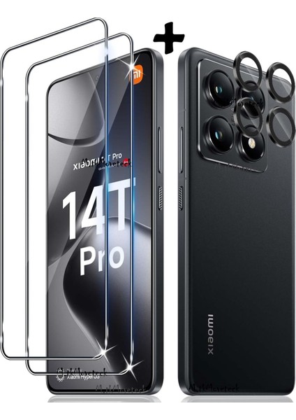 Xiaomi Mi 14T Pro Uyumlu Kamera Koruma Lens Koruyucu Cam + 9h Ekran Koruyucu Cam 2in1 Set