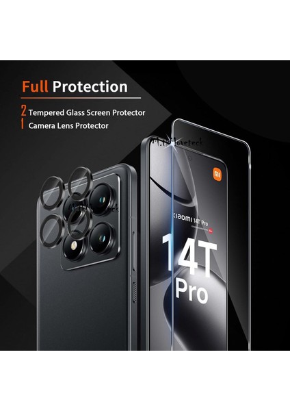 Xiaomi Mi 14T Pro Uyumlu Kamera Koruma Lens Koruyucu Cam + 9h Ekran Koruyucu Cam 2in1 Set
