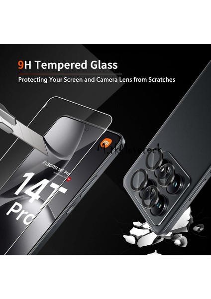 Xiaomi Mi 14T Pro Uyumlu Kamera Koruma Lens Koruyucu Cam + 9h Ekran Koruyucu Cam 2in1 Set