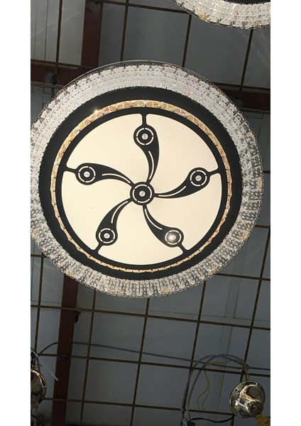 50CM Çapında Üç Renk Kristal Taşlı Plafonyer LED Avize Aydınlatma