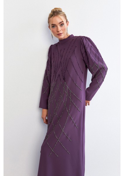 Alora Taş Işlemeli Abiye - Leylak fiyatları