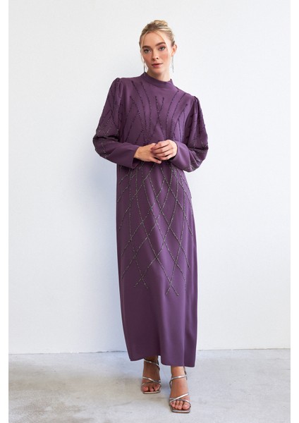 Alora Taş Işlemeli Abiye - Leylak modelleri