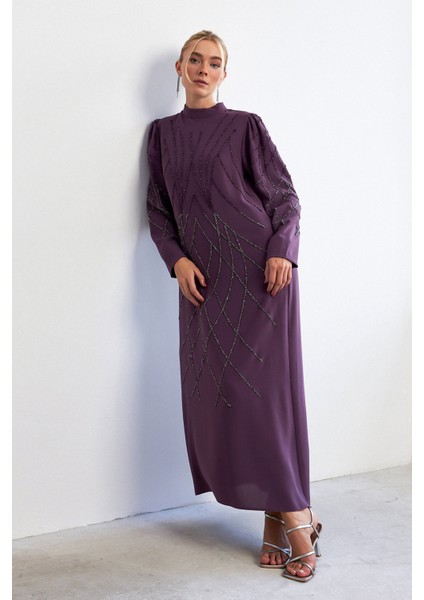 Alora Taş Işlemeli Abiye - Leylak fırsatları