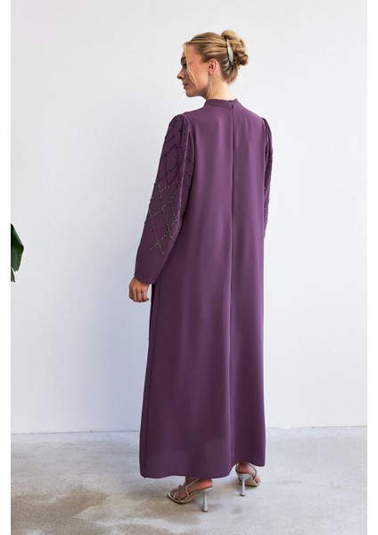 Alora Taş Işlemeli Abiye - Leylak indirimleri